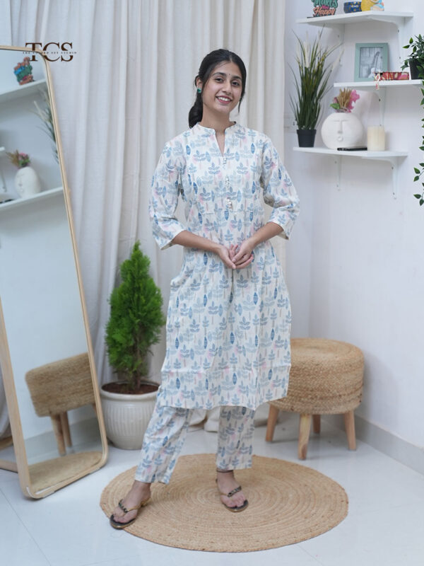 Pastel Bloom Cotton Kurti Set