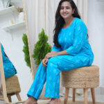 Sky Blue Handblock Printed Co-Ord Set