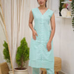 Mint Green Zigzag Sleeveless Kurti Set