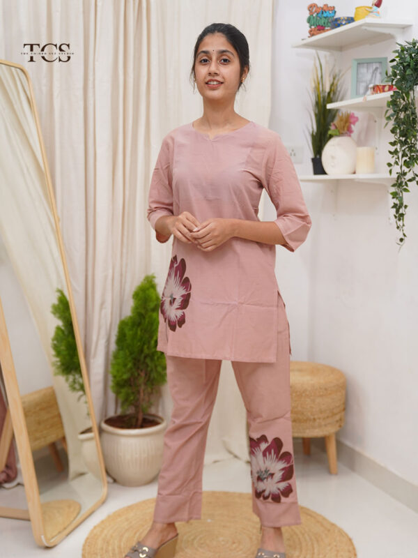 Dusty Pink Floral Hand-Painted Co-Ord Set