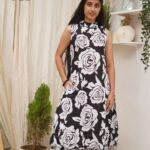 Midnight Black Rose Bloom Cotton Co-Ord Set