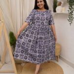 Purple Printed Flared Frock