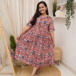 Red Printed Flared Frock