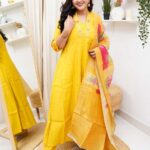 Sunlit Yellow Blossom Rayon Embroidered 3-Piece Set