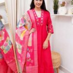 Rosy Bloom Rayon Embroidered 3-Piece Set