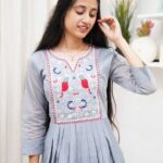 Silver Grace Chanderi Embroidered Frock