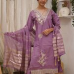 Lavender Royale Zari-Work Kurti Set