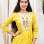 Sunlit Meadow Chanderi Embroidered Frock