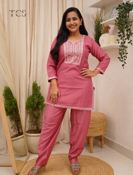 Rose Blush Embroidered Co-ord Set