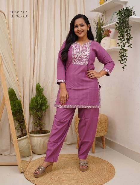 Plum Grace Embroidered Co-ord Set