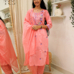 Blush Bloom Embroidered 3 piece Kurti Set