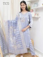 Serene Gleam Satin Kurti Pant Set with Dupatta - Image 2