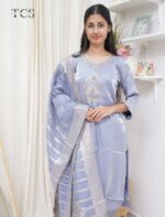 Serene Gleam Satin Kurti Pant Set with Dupatta - Image 3