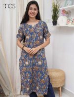 Kalamkari Cotton top with Elasticated Sleeves - Image 3