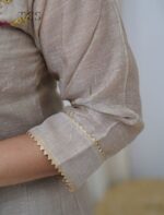 ⁠  ⁠Beige Multicolor Embroidered Kota Kurta Set with Dupatta - Image 6