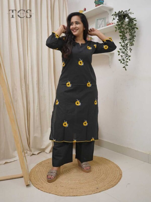 Sunflower Charm Cotton Kurti Set