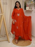 Pearl Embroidered Three Piece kurti Set - Image 2