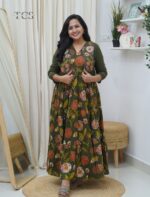 Floral Pleated Frock with Embroidered Coat