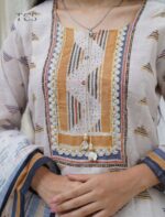 Ivory Printed Linen Kurti Set with Dupatta - Image 4