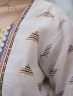 Ivory Printed Linen Kurti Set with Dupatta - Image 5