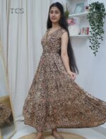 Cotton Printed Pleated Frock - Image 5