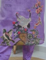 Lavender Linen Embroidered Kurti Set with Dupatta - Image 8