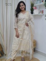 Ivory Beige Shimmer Kota Kurti Set