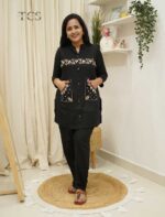 Cotton Thread Embroidered Co-ord Set with Designer Pockets - Image 3
