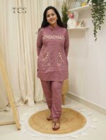 Cotton Thread Embroidered Co-ord Set with Designer Pockets - Image 2