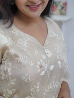 Ivory Beige Shimmer Kota Kurti Set - Image 5