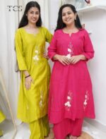 Floral Aura Pleated Kurti Palazzo Set