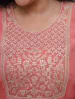 Peach Zariya Mul Chanderi Kurti Pant Set with Dupatta - Image 7