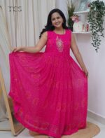 Rani Pink Soft Georgette Printed Flared Frock - Image 7