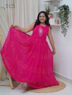 Rani Pink Soft Georgette Printed Flared Frock - Image 6