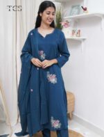 Pearl Embroidered Three Piece kurti Set - Image 6