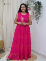 Rani Pink Soft Georgette Printed Flared Frock