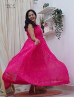 Rani Pink Soft Georgette Printed Flared Frock - Image 2