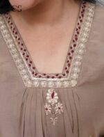 Mocha Grace Mul Chanderi Kurti Pant Set with Dupatta - Image 6