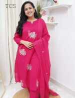 Pearl Embroidered Three Piece kurti Set - Image 4