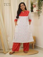 Pure Ikkat Handloom Cotton A-Line Kurti Set - Image 2