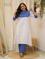Pure Ikkat Handloom Cotton A-Line Kurti Set