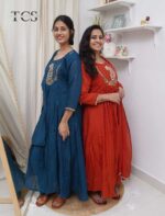 Yoke Embroidered Dola Silk Suit Set - Image 2