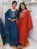 Yoke Embroidered Dola Silk Suit Set - Image 3