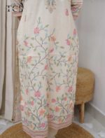 Ivory Blossom Linen Zardosi Suit Set - Image 9