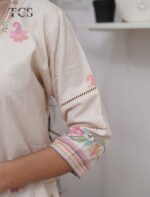 Ivory Blossom Linen Zardosi Suit Set - Image 8