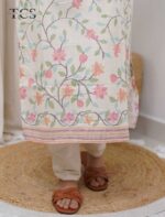 Ivory Blossom Linen Zardosi Suit Set - Image 10