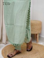 Mint Garden Embroidered Dola Silk Suit Set - Image 5