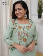 Mint Garden Embroidered Dola Silk Suit Set - Image 6