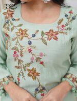 Mint Garden Embroidered Dola Silk Suit Set - Image 7