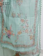 Mint Garden Embroidered Dola Silk Suit Set - Image 8